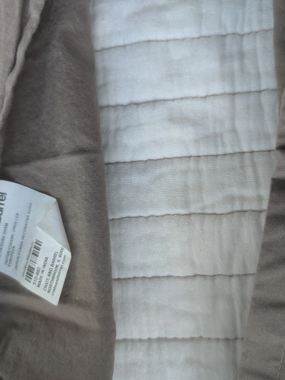 Crate& Barrel Jaipur Quilted Beige Brown Rust Square Euro Sham Pillow Covers - 2